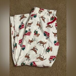 Old Navy Pajama Bottoms - White with Red and Brown Reindeer Print